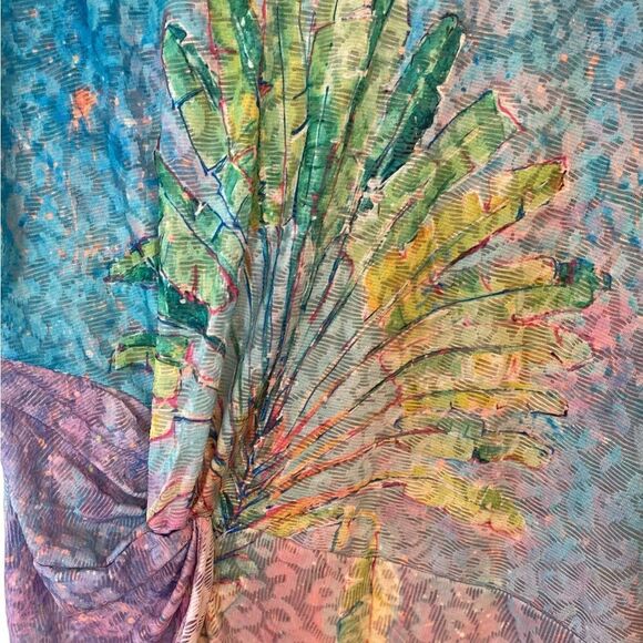 Leoma Lovegrove Sz M Blue Florida Travelers Palm Tree Shirt Sleeve Summer TShirt - Picture 3 of 6